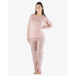 Dámské pyžamo dlouhé dámské, šité, s potiskem Pyžama 2023 19155P - pleťová tweed