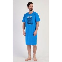 Pánská noční košile s krátkým rukávem California - modrá