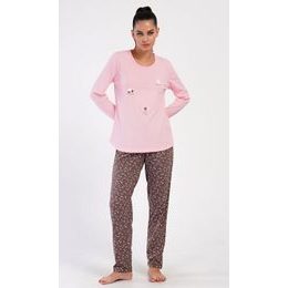 Dámské pyžamo dlouhé Flowers - světle lososová