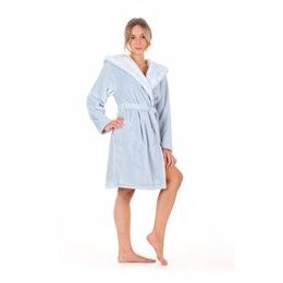 Dámský 3/4 župan s kapucí FLORA světle modrá