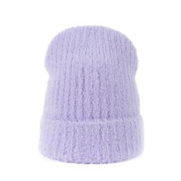 Teplá čepice na zimu levandulová