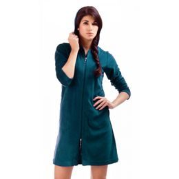 Dámský 3/4 župan s kapucí a dlouhým rukávem BARI Deep lagoon