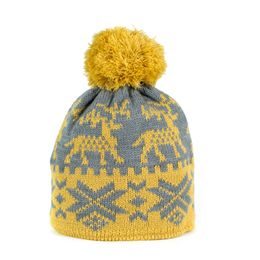 Zimní čepice s norským vzorem žlutá