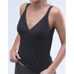 GINA dámské košilka, úzká ramínka, šité, jednobarevné Multirib 18994P - černá