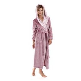 Dámský dlouhý župan s kapucí FLORA starorůžová