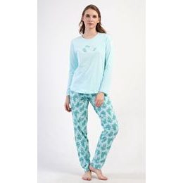Dámské pyžamo dlouhé Denisa - mentolová