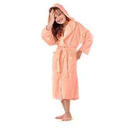 Dětský dlouhý savý župan s kapucí TAMPA lososová