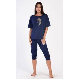 Dámské pyžamo kapri Pírko - tmavě modrá