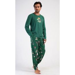 Pánské pyžamo dlouhé Muchomůrky - tmavě zelená