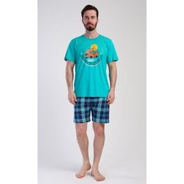 Pánské pyžamo šortky Adventure - zelená