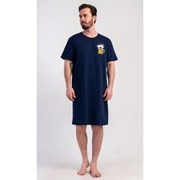 Pánská noční košile s krátkým rukávem Pivo - tmavě modrá