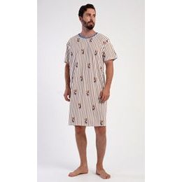 Pánská noční košile s krátkým rukávem Bear - hnědá