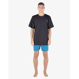 Pánské pyžamo krátké pánské, šité, s potiskem Pyžama 2023 79148P - černá petrolejová