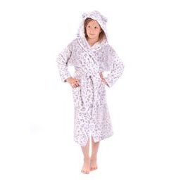 Dětský dlouhý župan s kapucí IRBIS leopardí vzor šedá