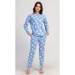 Dámské pyžamo dlouhé Obláček - světle modrá