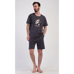 Pánské pyžamo šortky Ranní káva - tmavě šedá