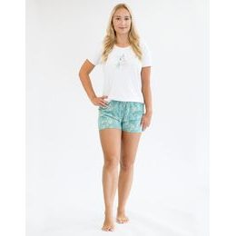 Dámské pyžamo krátké dámské, šité, s potiskem Pyžama 2024 19148P - bílá měsíc