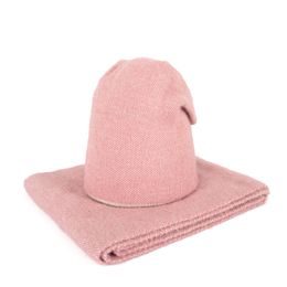Čepice, šála - růžová