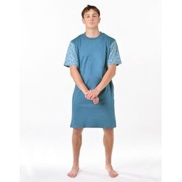 Pánská košile noční krátký rukáv, šité, s potiskem 79202 - měsíc dunaj