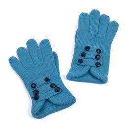 Módní rukavice zdobené knoflíčky světle modré