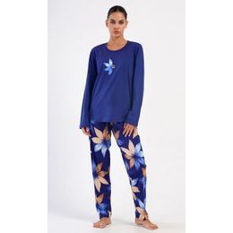 Dámské pyžamo dlouhé Sára - tmavě modrá