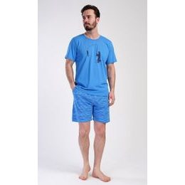 Pánské pyžamo šortky Rybář - modrá