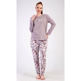 Dámské pyžamo dlouhé Karla - bílá káva