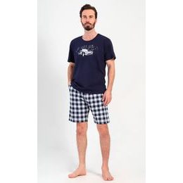 Pánské pyžamo šortky Old car - tmavě modrá