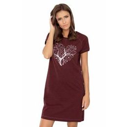 Noční košilka Hosta vínová s potiskem
