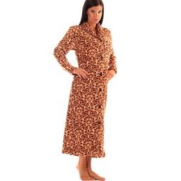 Dámský dlouhý župan na knoflíky VICTORIA hnědá