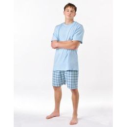 Pánské pyžamo krátké , šité, s potiskem 79188 - pomnenková bílá