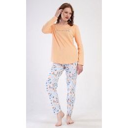Dámské pyžamo dlouhé Karolína - meruňková