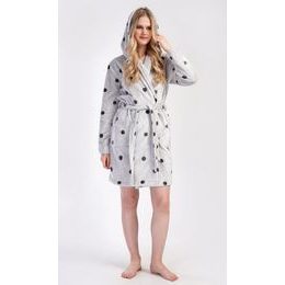 Dámský župan krátký s kapucí Puntík - světle šedá