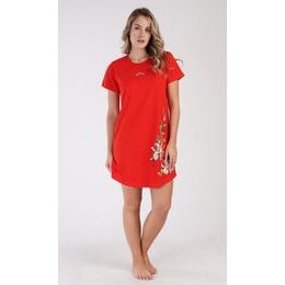 Dámská noční košile s krátkým rukávem Alenka - červená