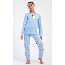 Dětské pyžamo dlouhé Tučňák - světle modrá