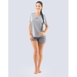 Dámské pyžamo krátké 19124P - šedá černá