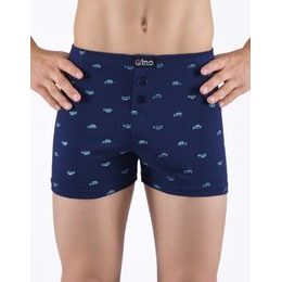 Dětské trenky volné chlapecké, šité, s potiskem - lékořice tm. tyrkysová