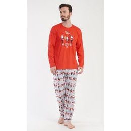 Pánské pyžamo dlouhé Santa - červená
