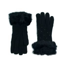 Vlněné rukavičky s kožíškem černé