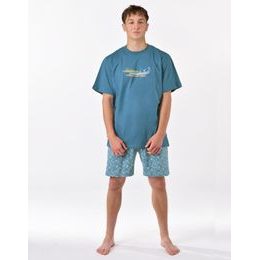Pánské pyžamo krátké, šité, s potiskem 79190 - měsíc dunaj