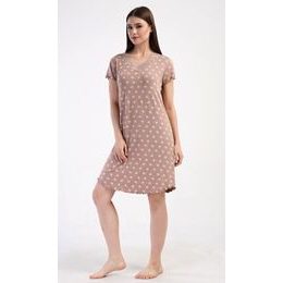 Dámská noční košile s krátkým rukávem Srdíčka - bílá káva