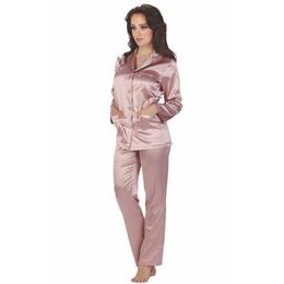 Dámské saténové pyžamo Classic dlouhé růžové