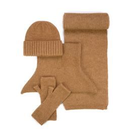 Čepice, rukavice, šála a bolero s rolákem - světlehnědý