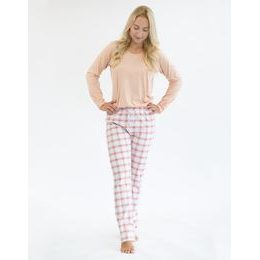 Dámské pyžamo dlouhé dámské, šité, s potiskem Pyžama 2024 19157P - lichi bílá