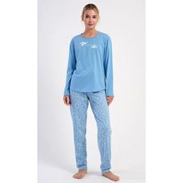 Dámské pyžamo dlouhé Natural life - modrošedá