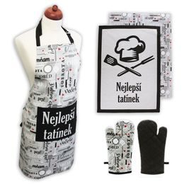 Nejlepší tatínek, zástěra, chňapka s magnetem, dvě utěrky