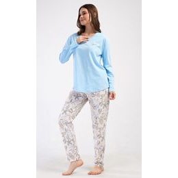 Dámské pyžamo dlouhé Alex - světle modrá