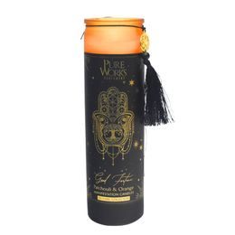 Organická svíce 300 g v barevné vysoké sklenici se střapcem, Patchouli&Orange