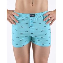 Dětské trenky volné chlapecké, šité, s potiskem - aqua petrolejová