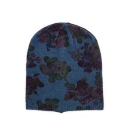 Čepice s květinovým potiskem modrá